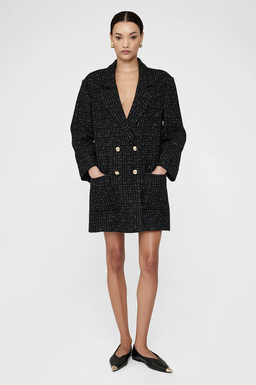 4279-katharine-dress-black-and-white-tweed-1.webp Katharine Dress - Black And White Tweed
