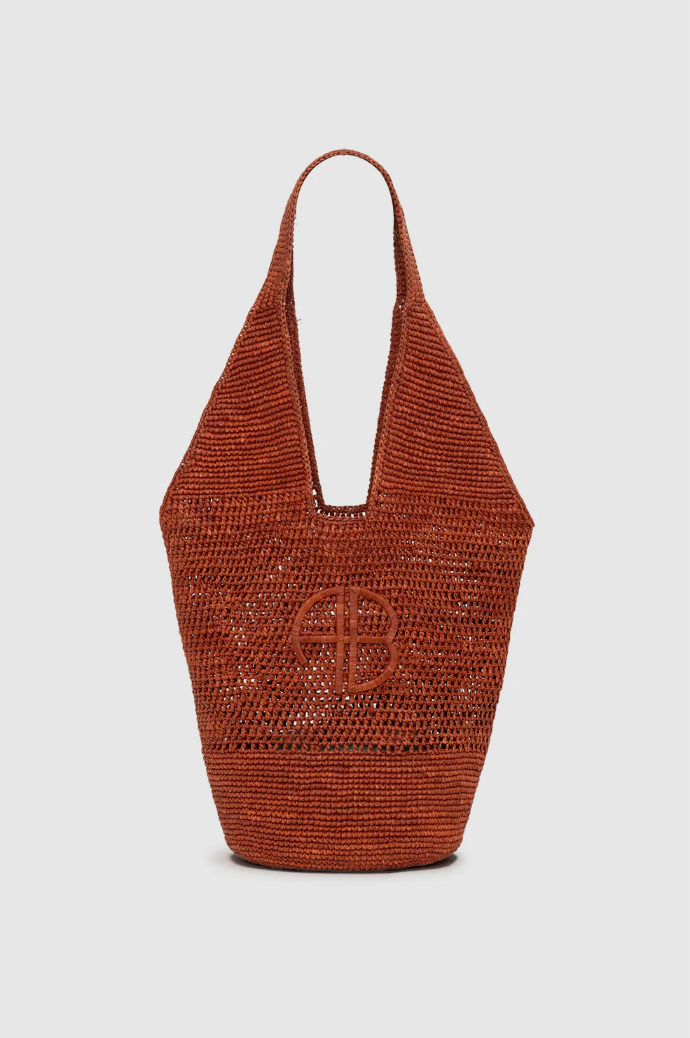 Leah Logo Hobo Raffia - Red Terracotta