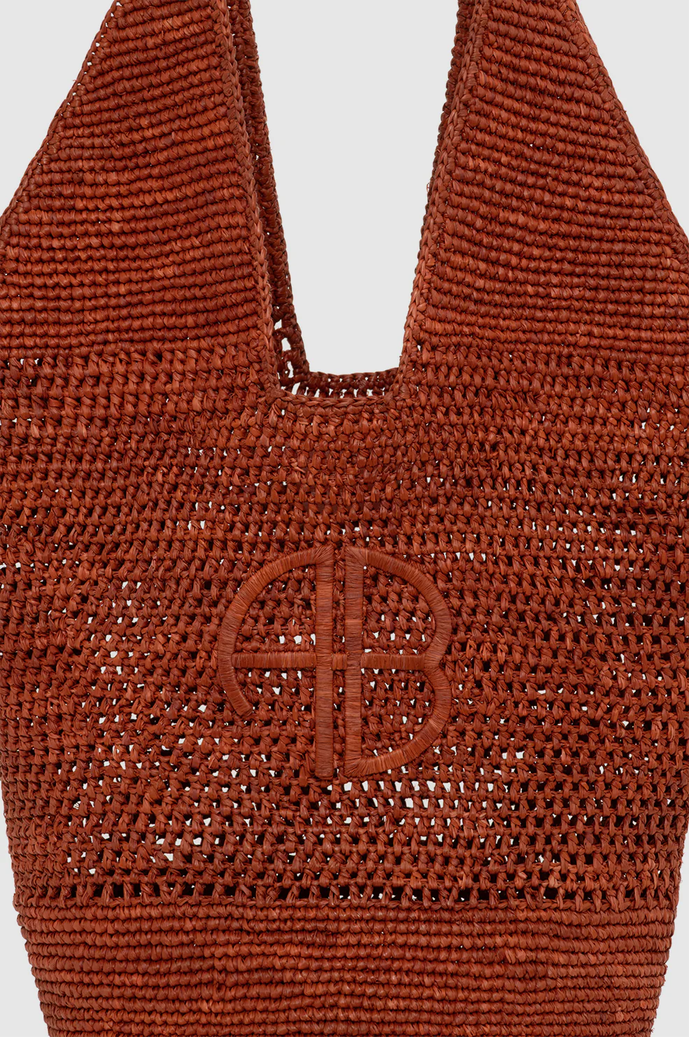 Leah Logo Hobo Raffia - Red Terracotta