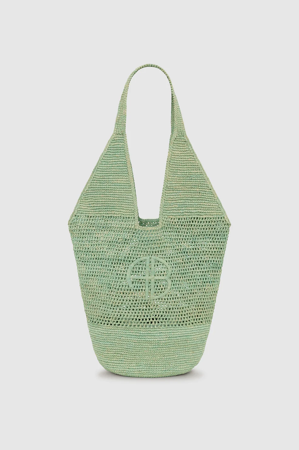 Leah Logo Hobo Raffia - Sea Foam Green