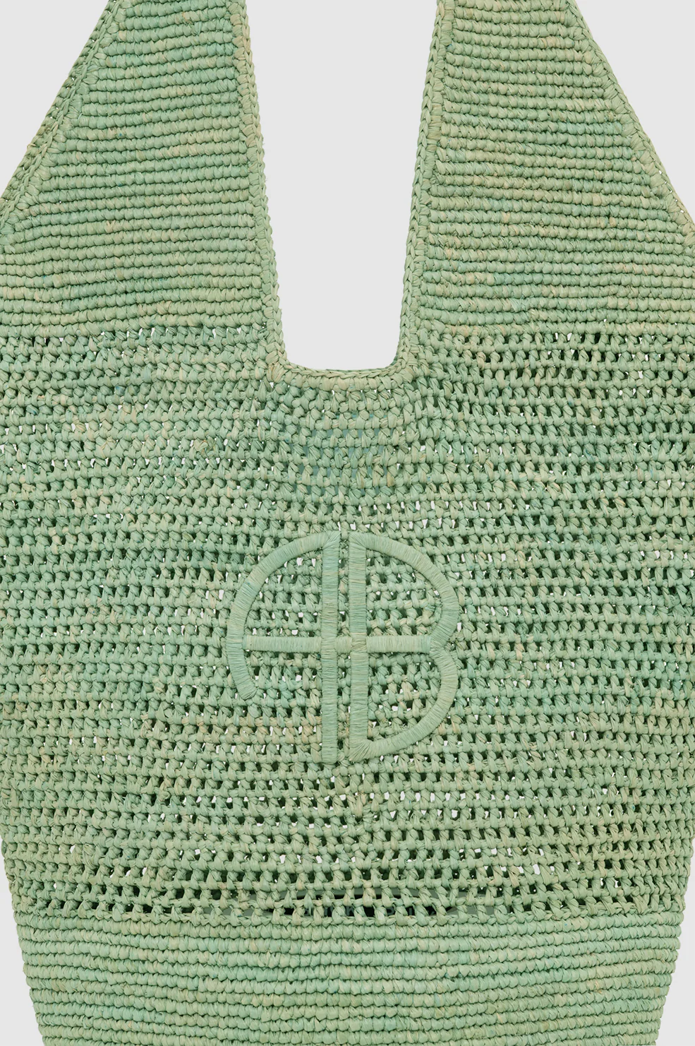 Leah Logo Hobo Raffia - Sea Foam Green
