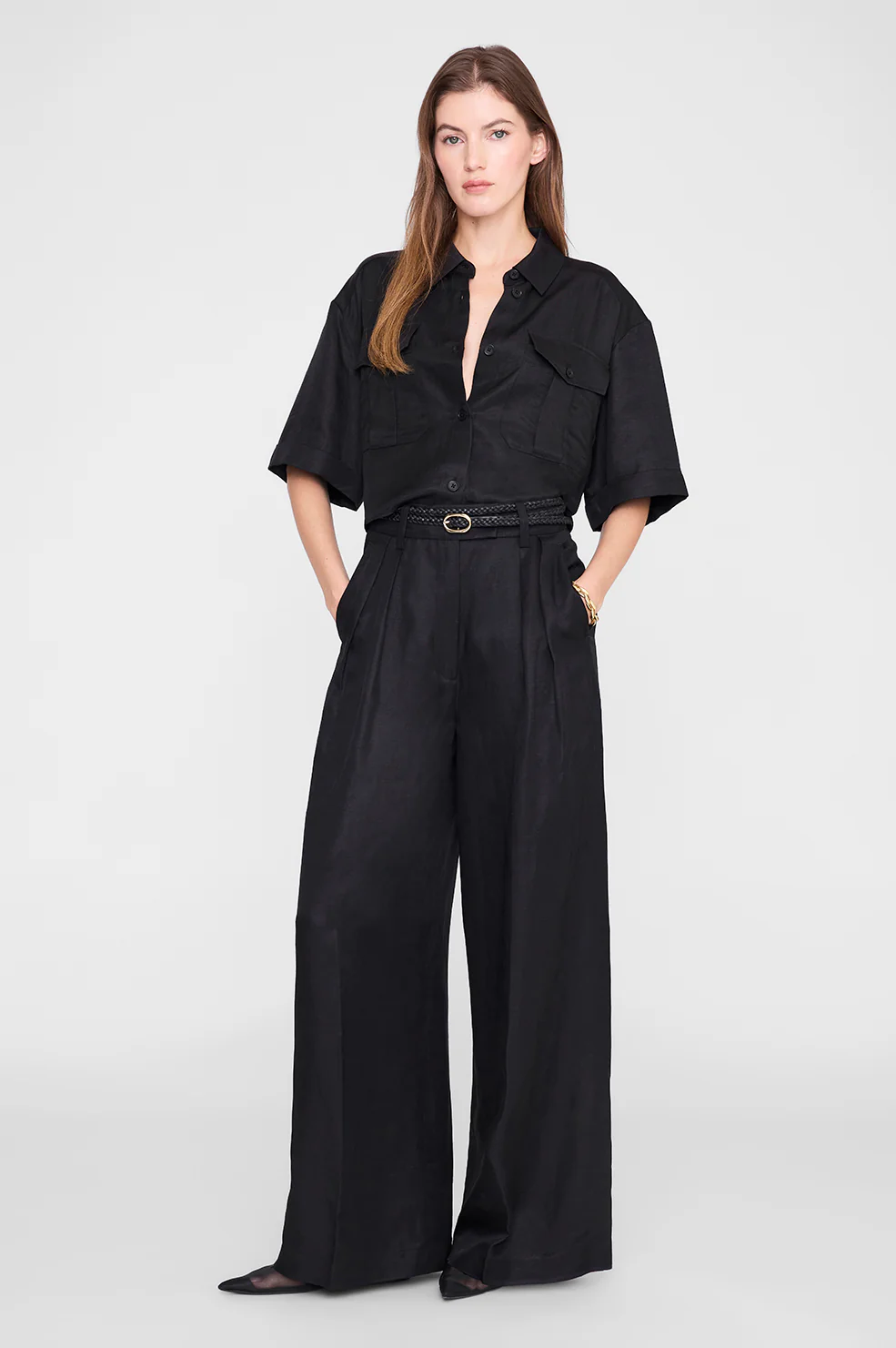 Edith Shirt - Black Linen Blend