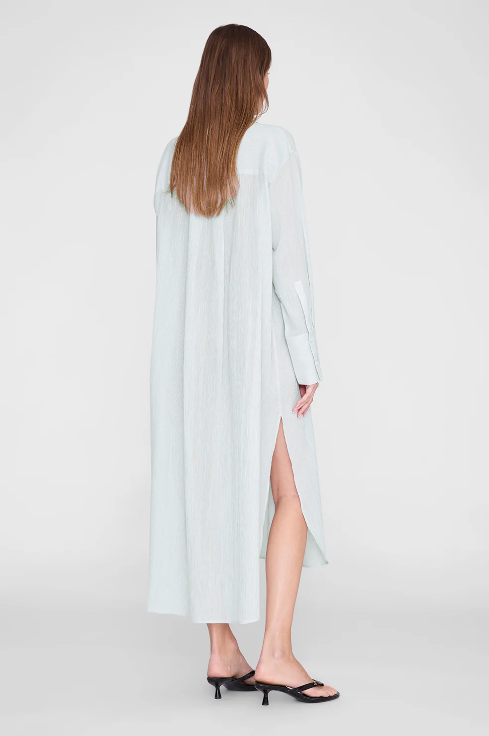 Noemi Dress - Green And White Mini Stripe