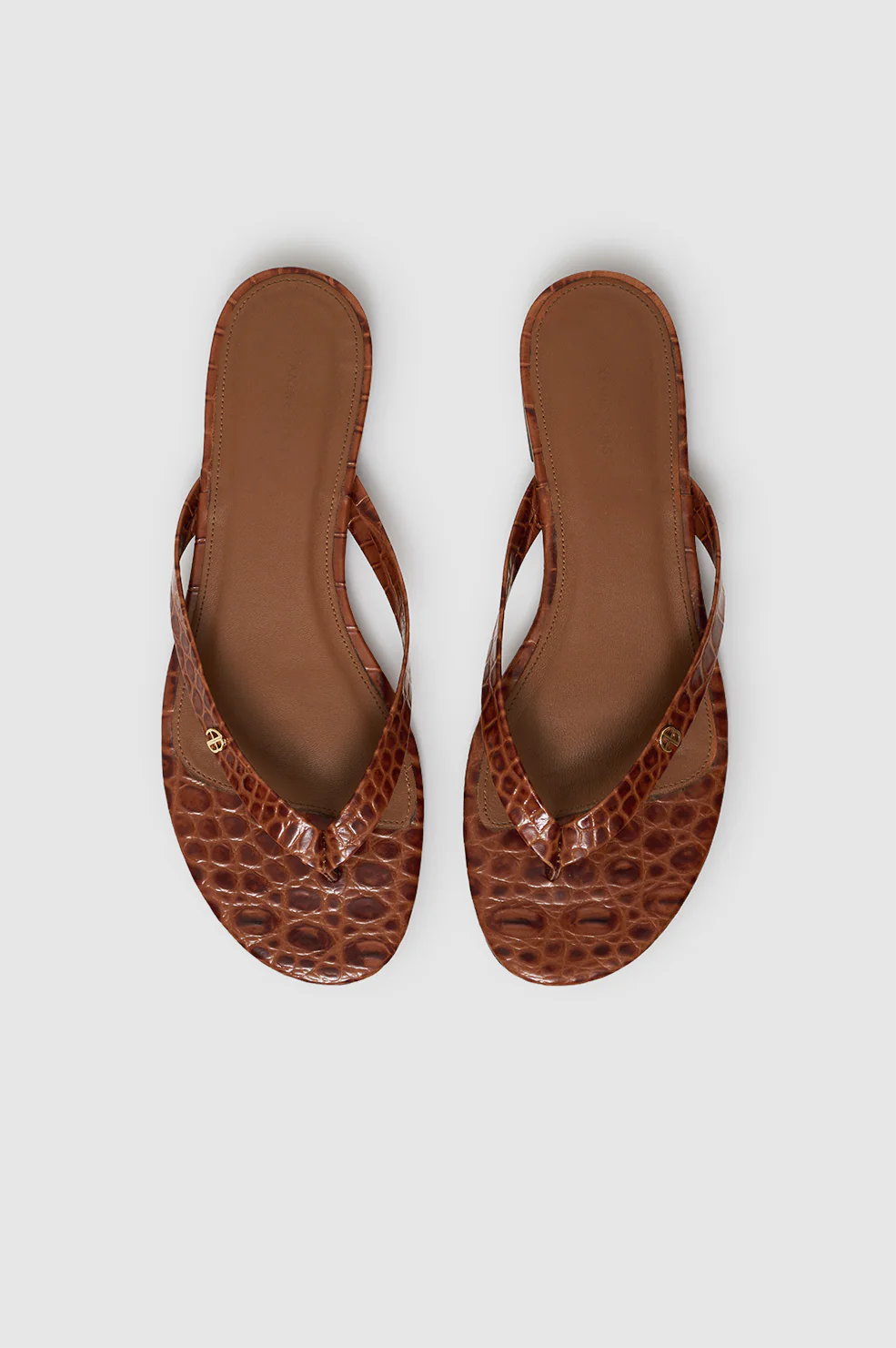 Noelle Thong Sandals - Embossed Brown
