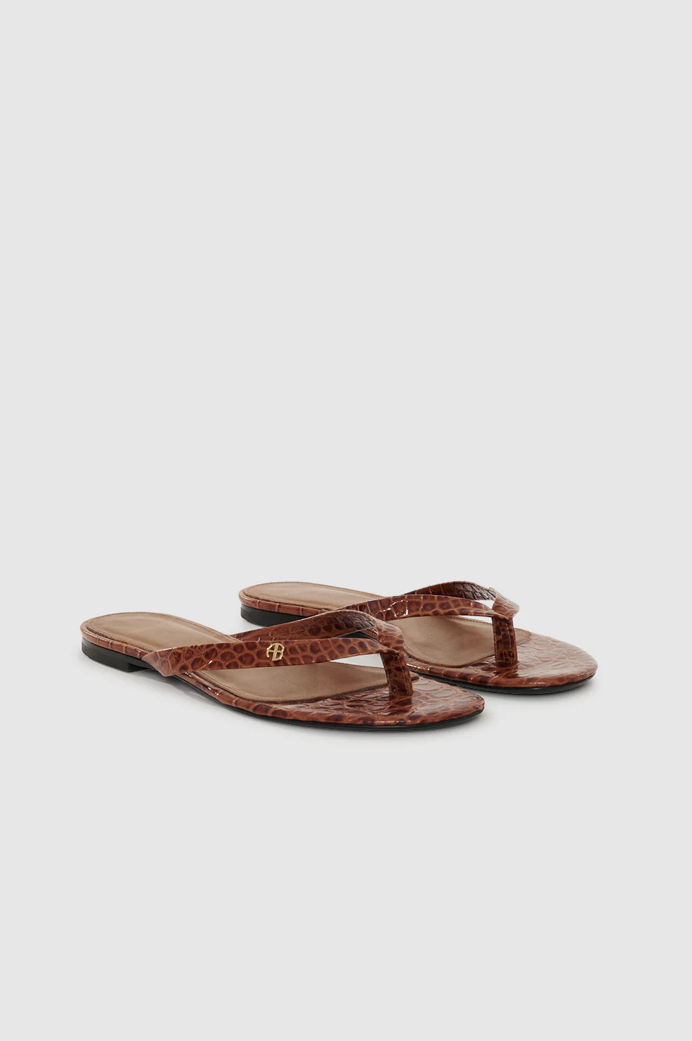 Noelle Thong Sandals - Embossed Brown