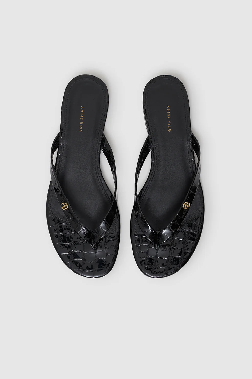 Noelle Thong Sandals - Embossed Black