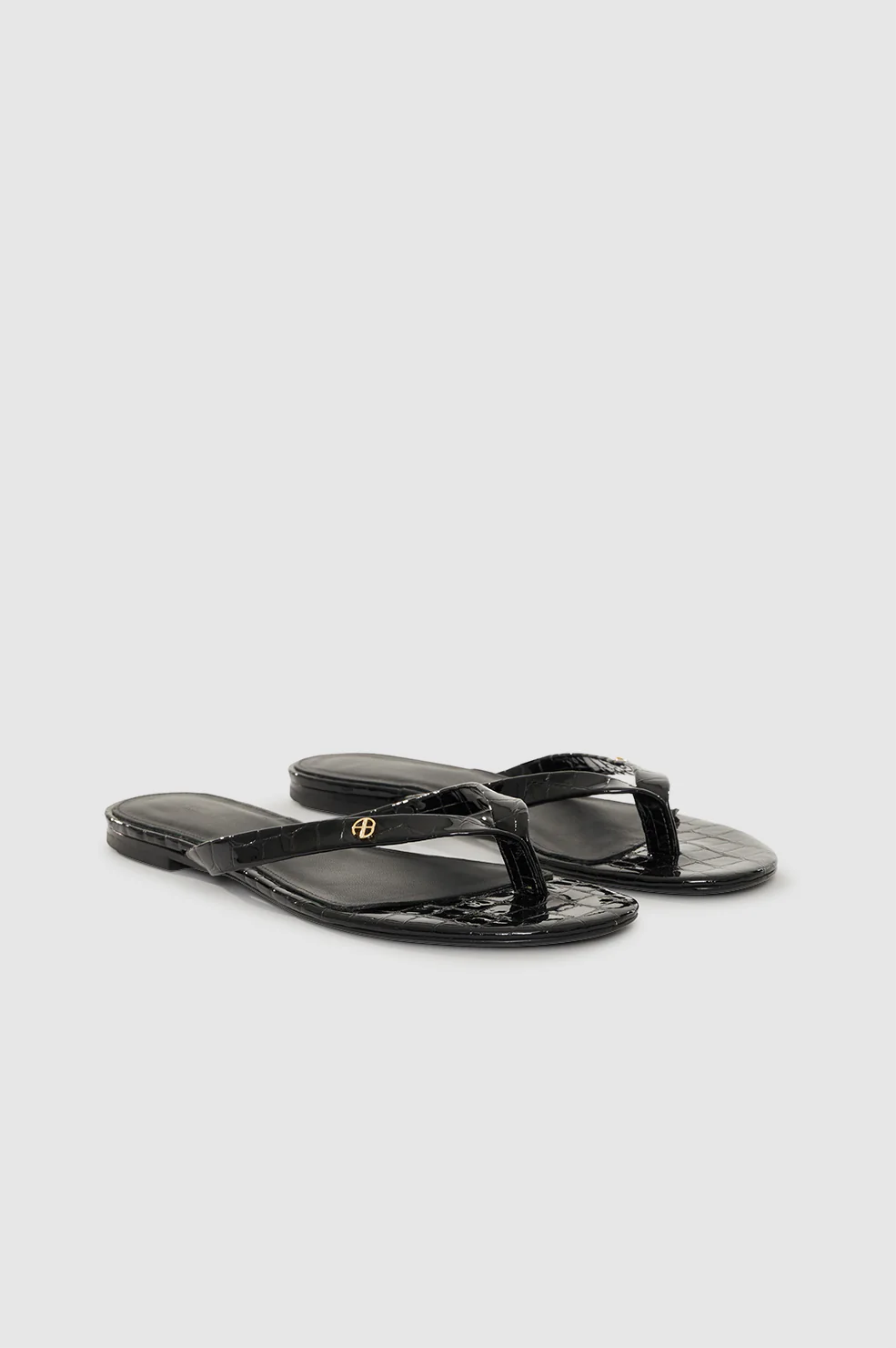 Noelle Thong Sandals - Embossed Black