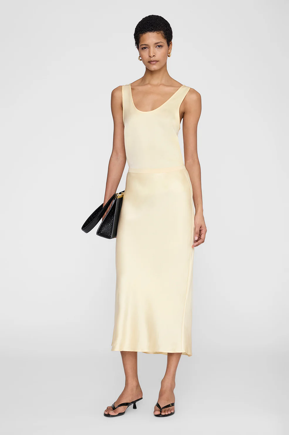 Bar Silk Skirt - Butter Yellow