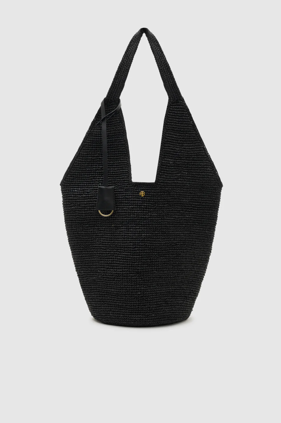 Leah Hobo Bag Plain Raffia - Black