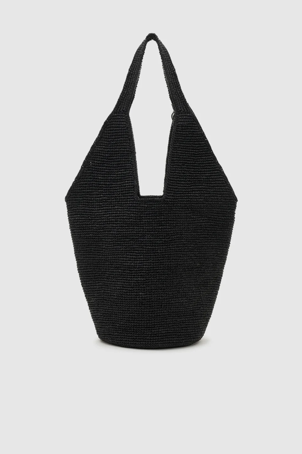 Leah Hobo Bag Plain Raffia - Black