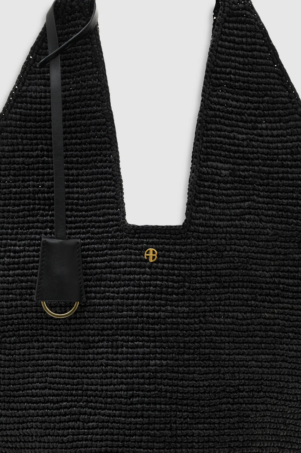 Leah Hobo Bag Plain Raffia - Black