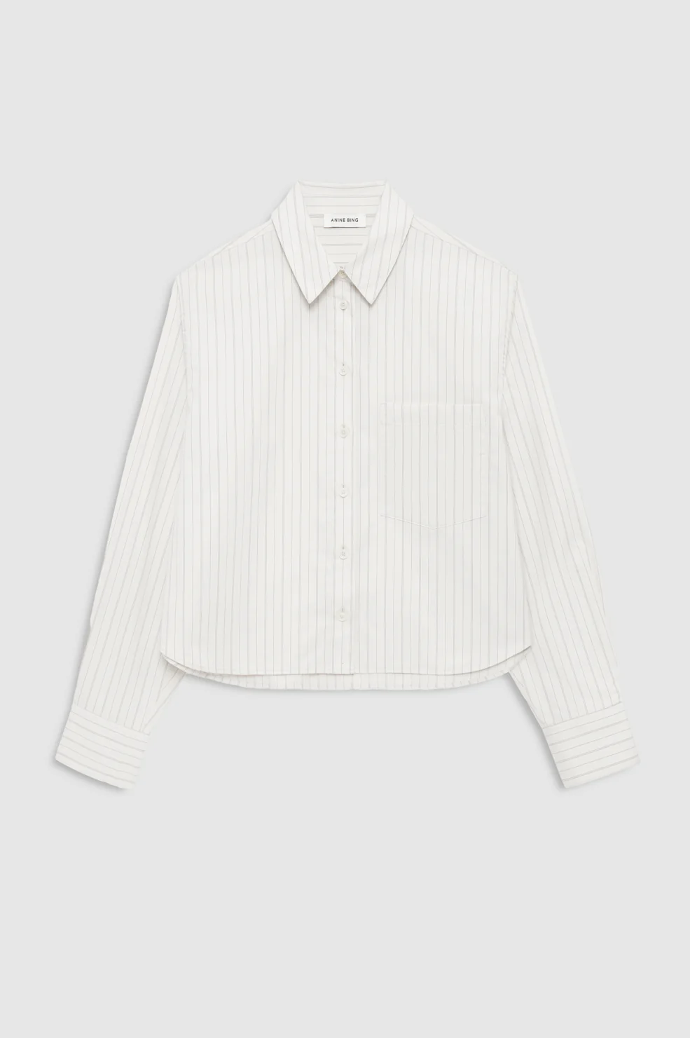 Essie Cropped Shirt - Cream Pinstripe