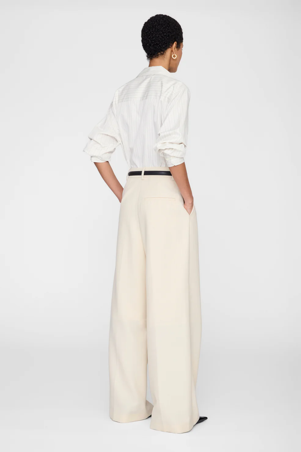 Essie Cropped Shirt - Cream Pinstripe