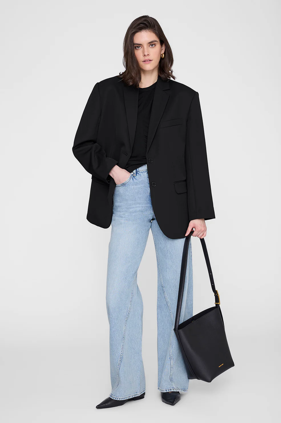 Elly Medium Bucket Bag Grained Leather - Black