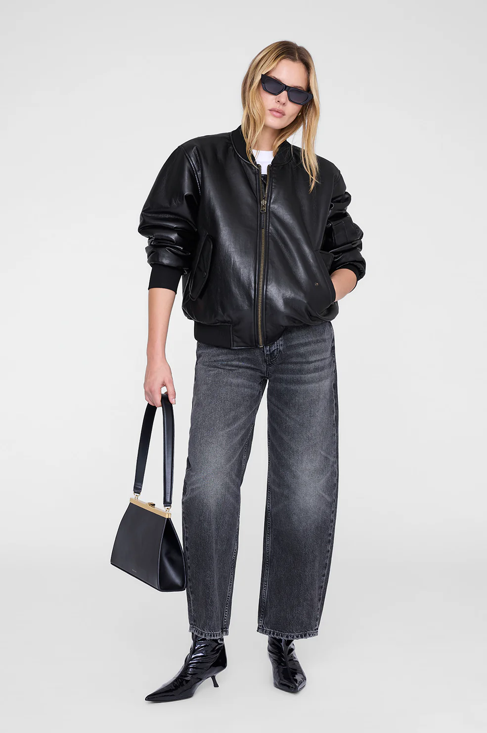 Leon Bomber - Black Recycled Leather