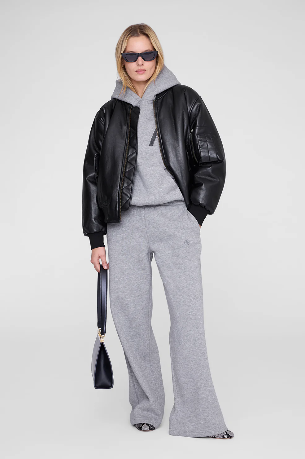 Kacey Sweatpant Monogram - Medium Heather Grey