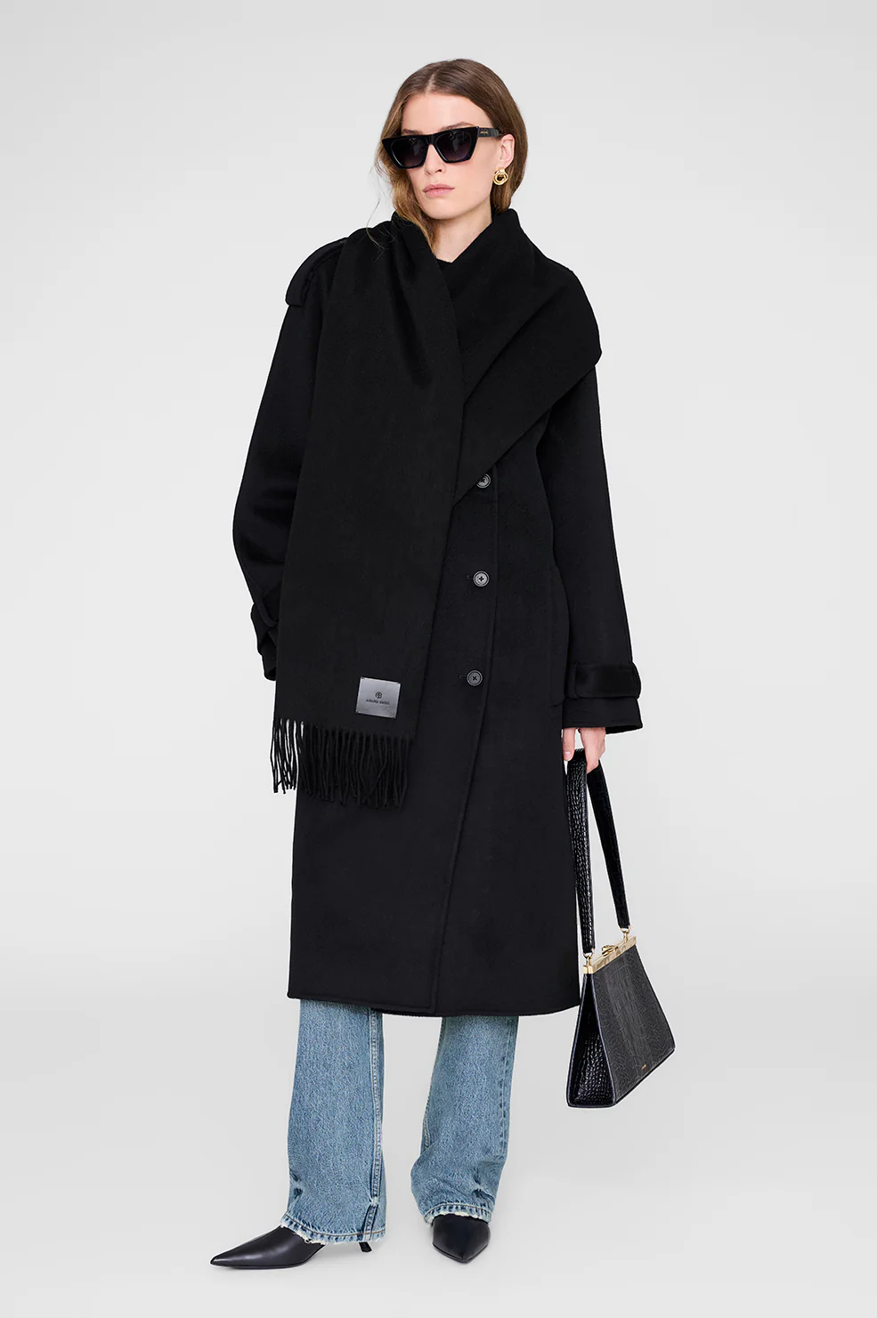 Augustina Scarf - Black Wool