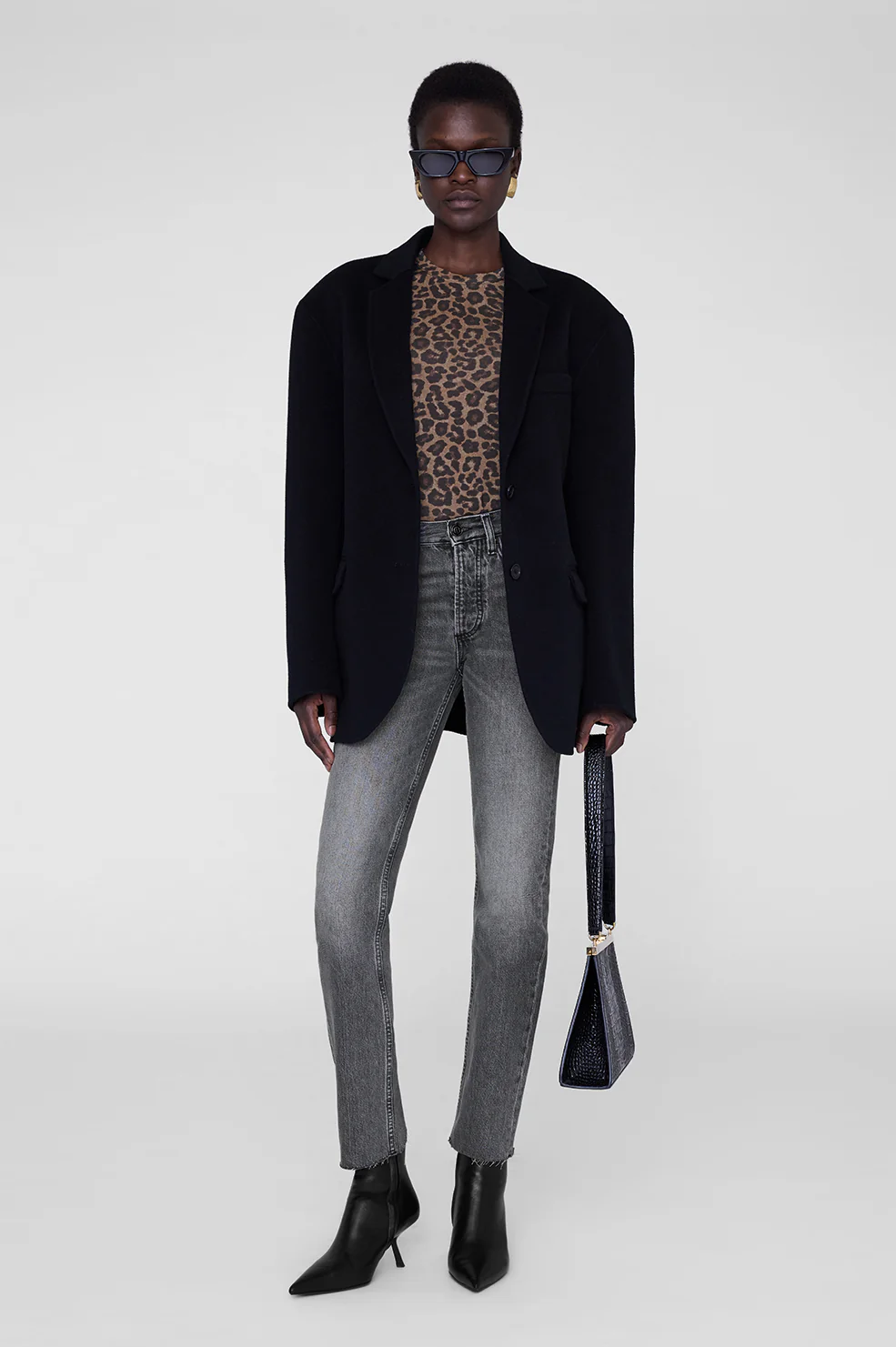 Sylvie Long Sleeve Tee - Black And Brown Leopard