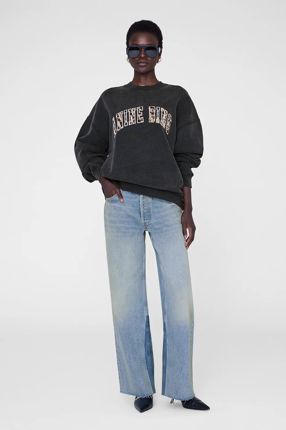 Miles Sweatshirt Anine Bing Leopard - Washed Black