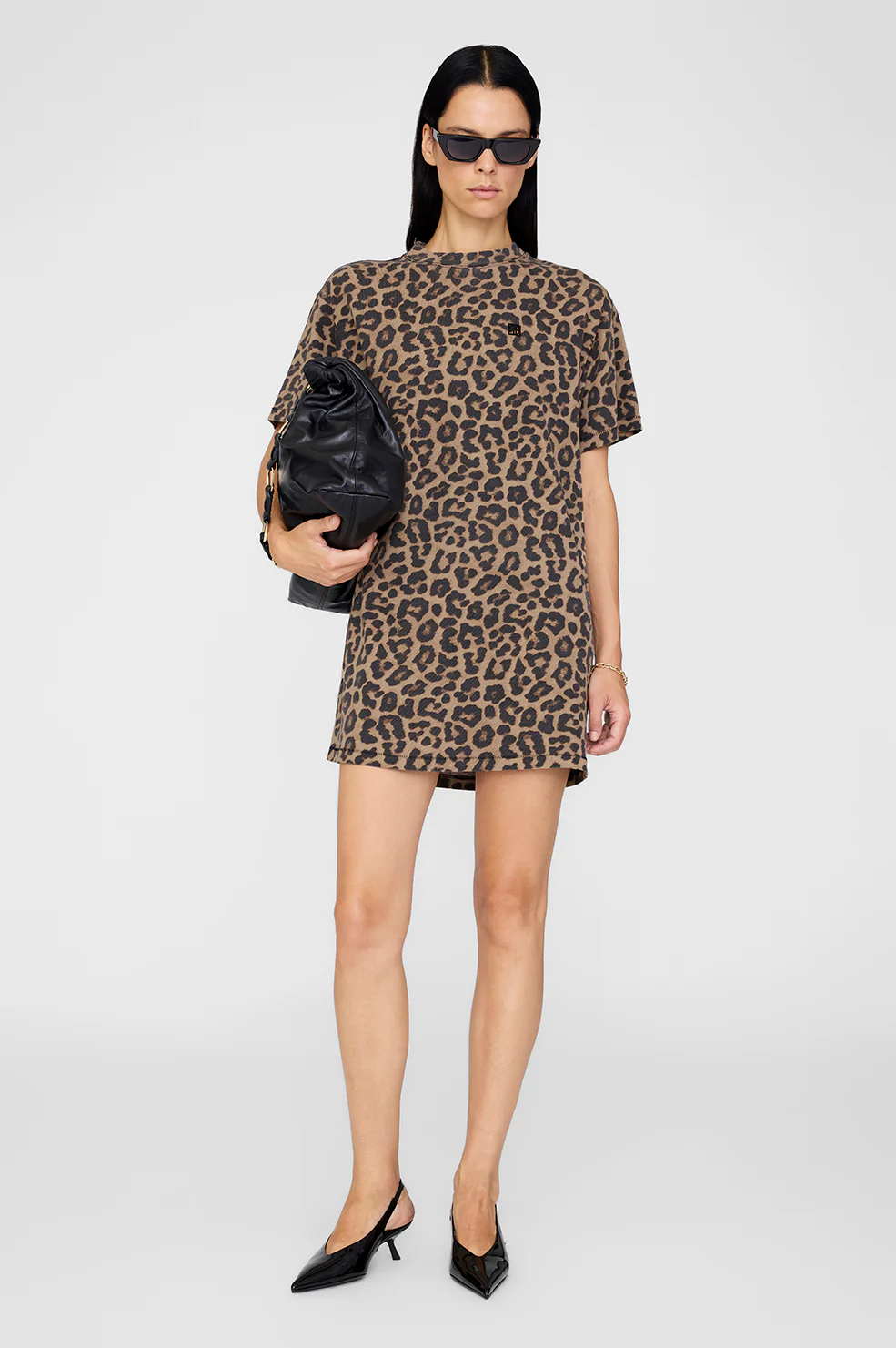 Beth Mini Dress - Black And Brown Leopard