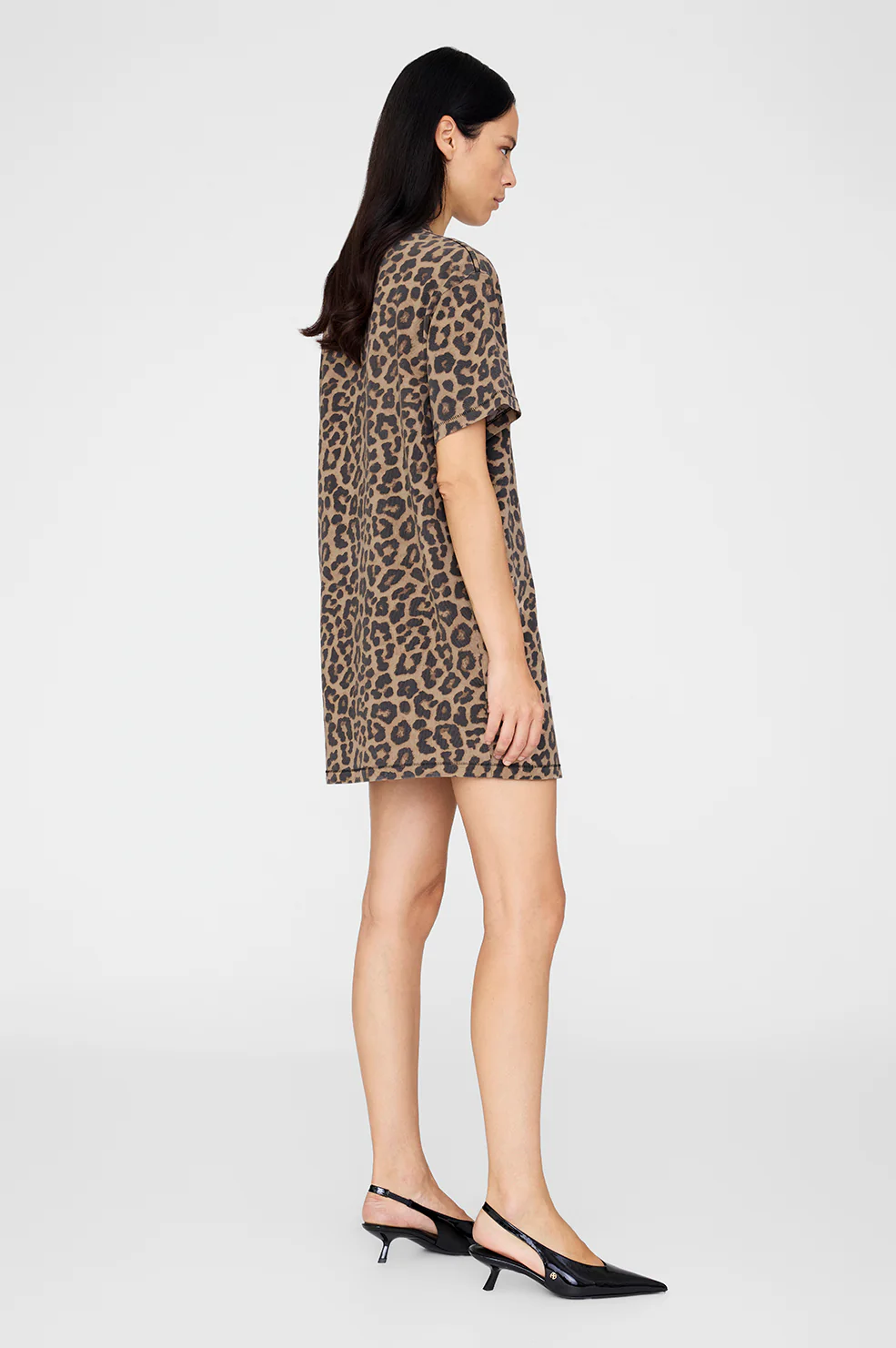 Beth Mini Dress - Black And Brown Leopard