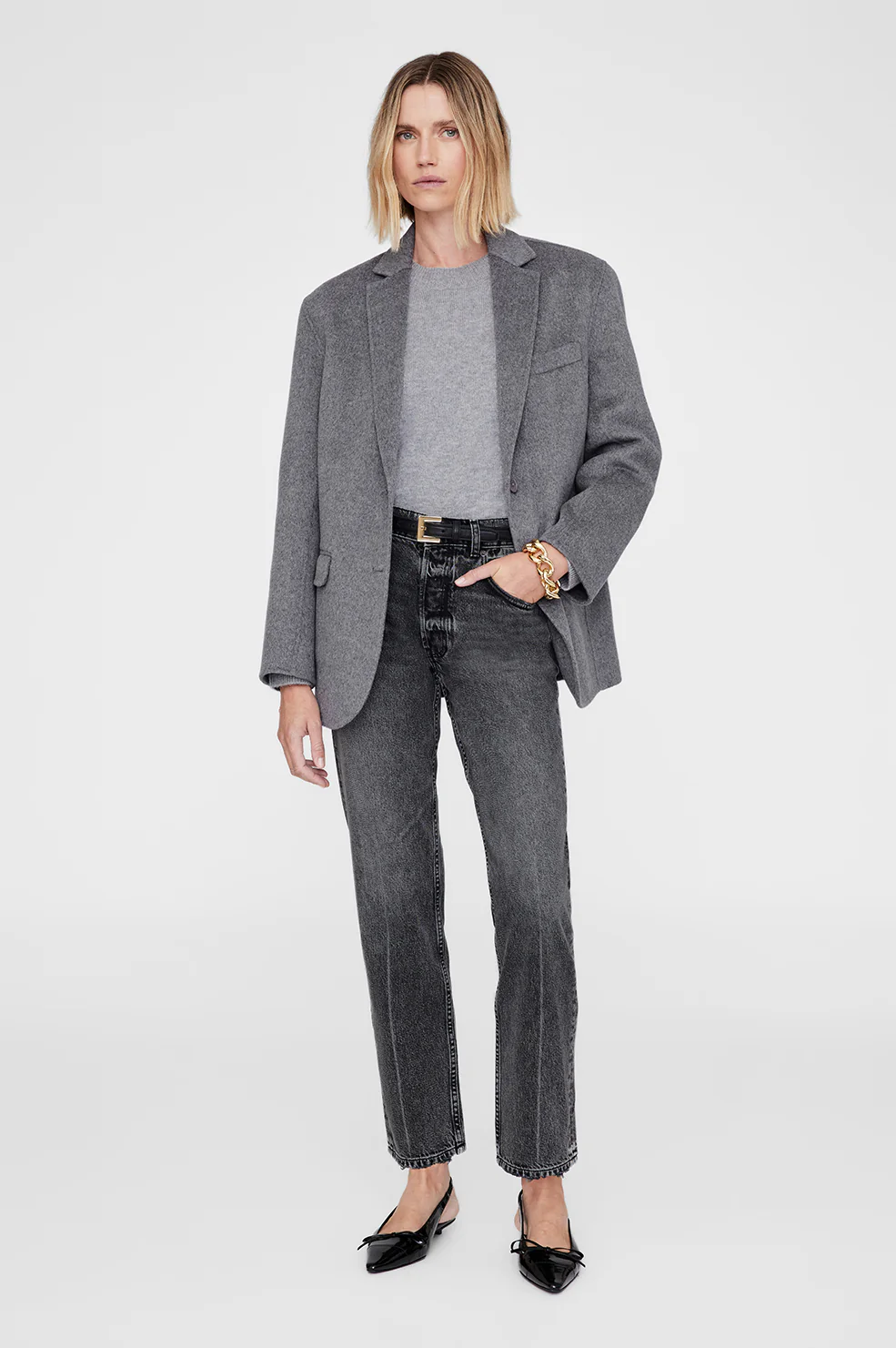 Quinn Blazer - Heather Grey Cashmere Blend